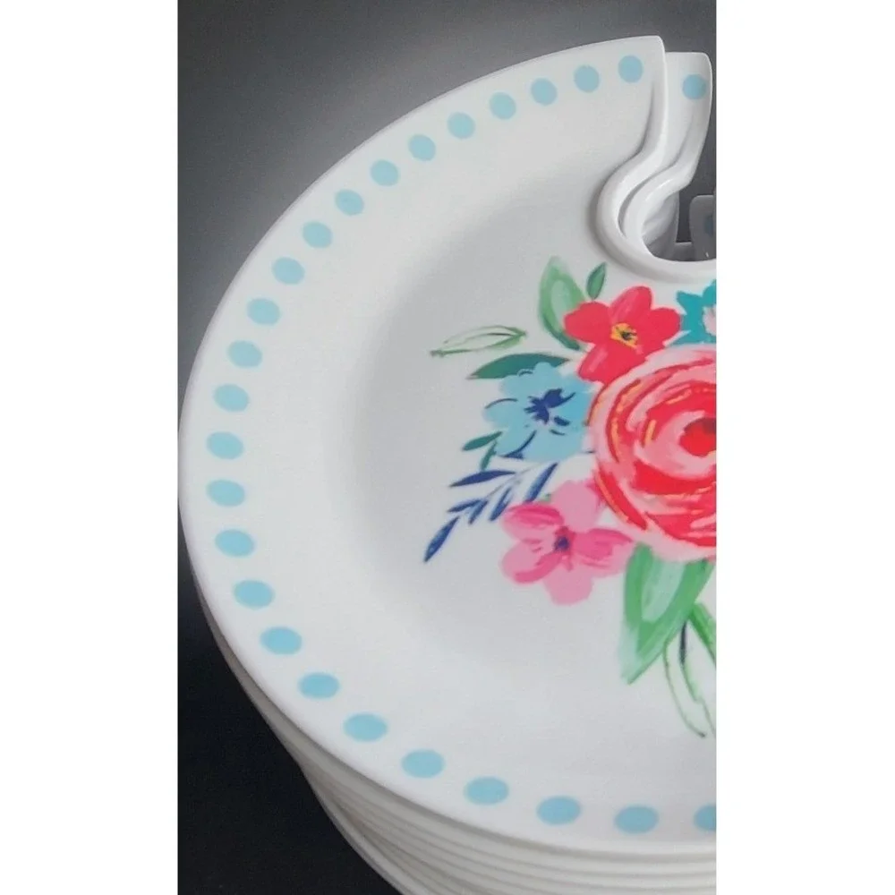 Pioneer Woman Melamine Mingling Board Appetizer & Wine Glass‎ Party Plates 8ct